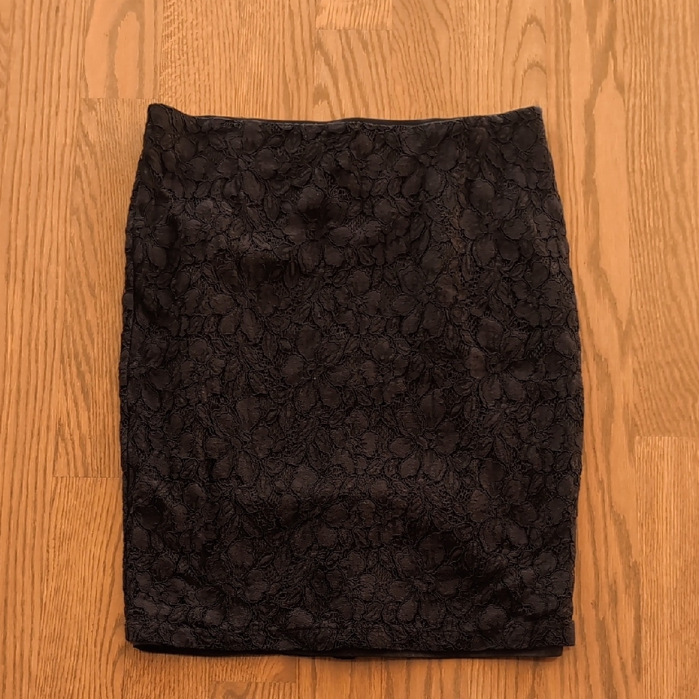 Chaps, size 12, black lace skirt